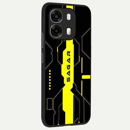  Neon CYBERPUNK Custom Name back cover For Oppo A6  slim fit glass case with vibrant aesthetic design