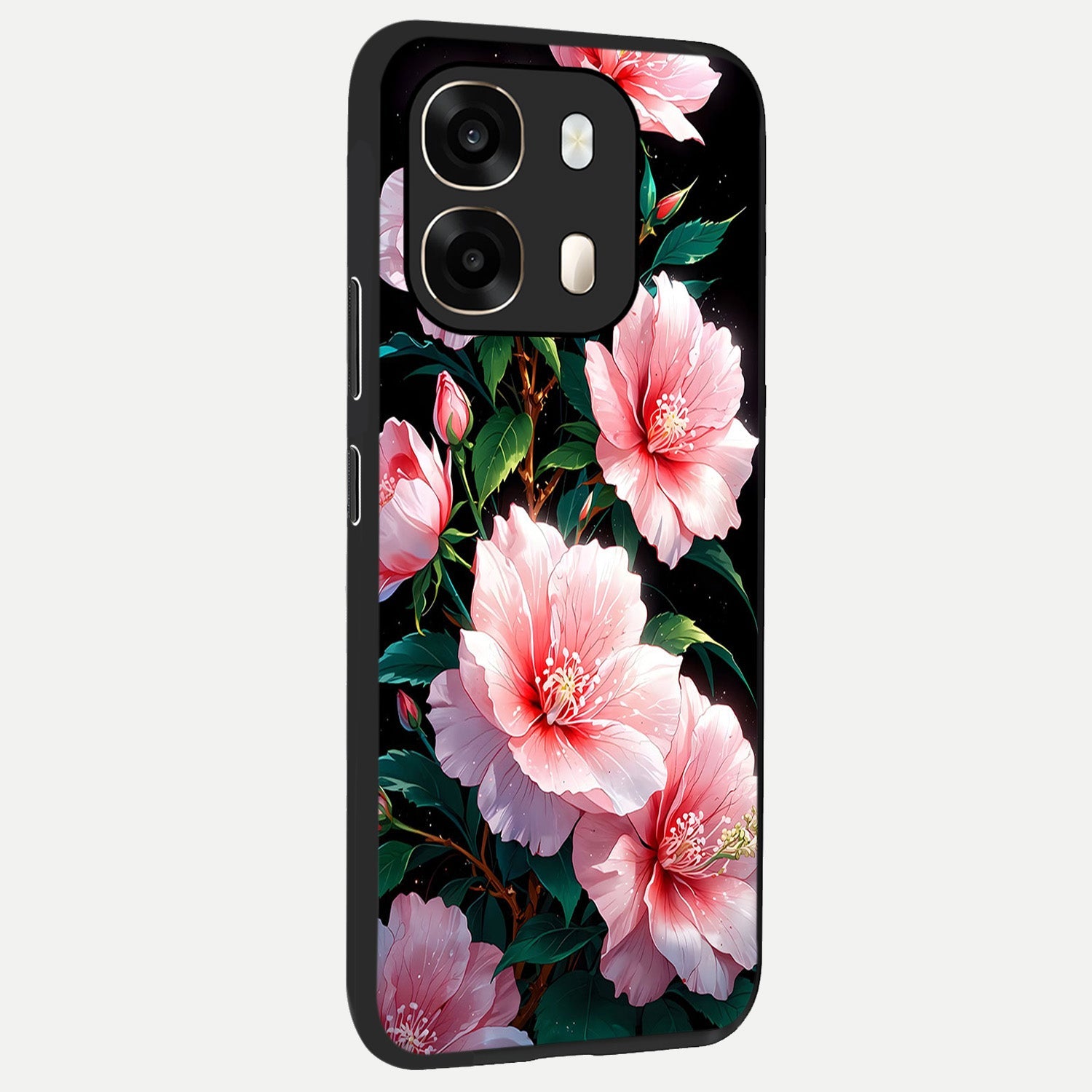  Peach Flower back cover For Oppo A6  slim fit glass case with vibrant aesthetic design