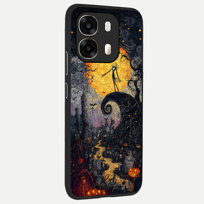  Pumpkin Moon Night back cover For Oppo A6  slim fit glass case with vibrant aesthetic design