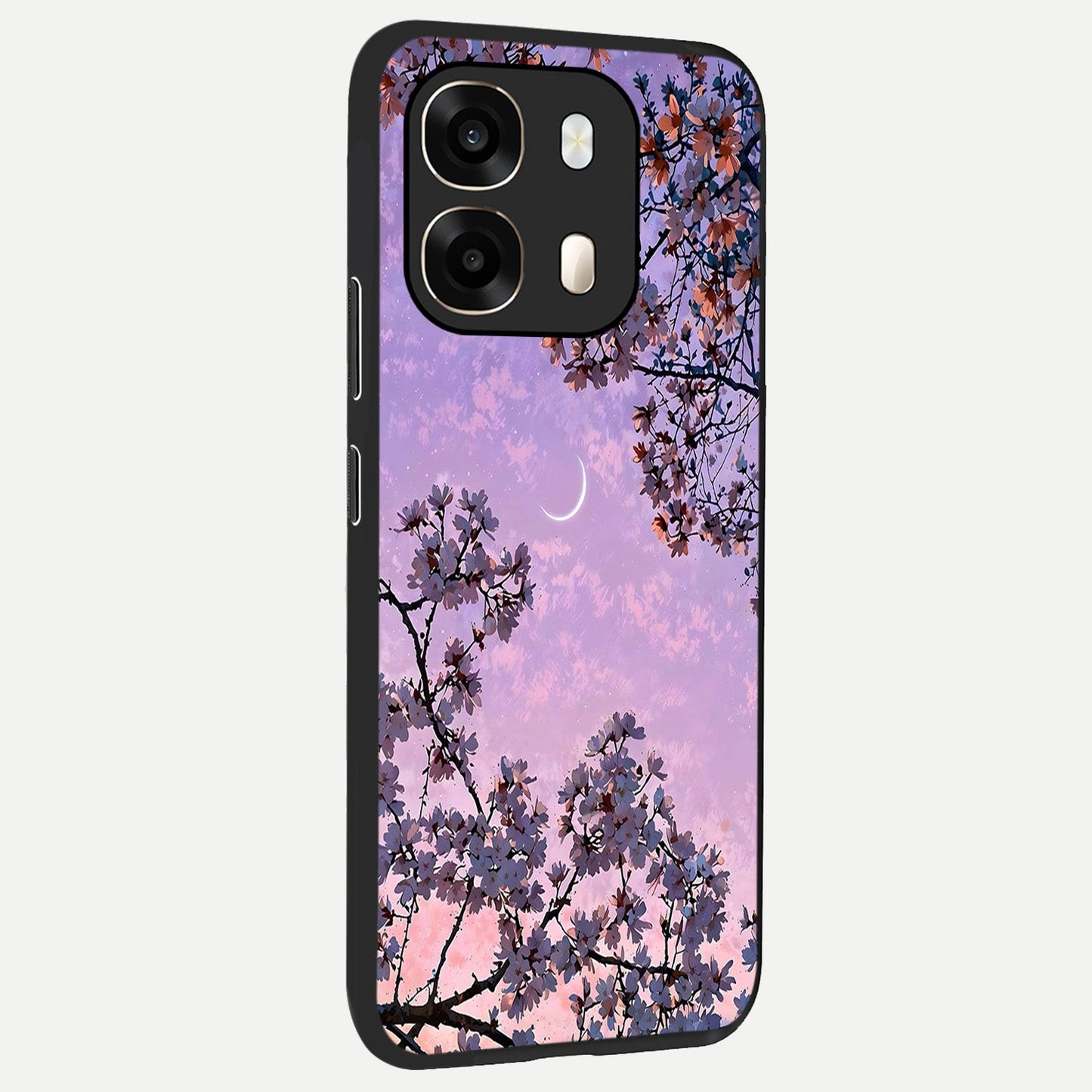  Purple Serenity Moon back cover For Oppo A6  slim fit glass case with vibrant aesthetic design