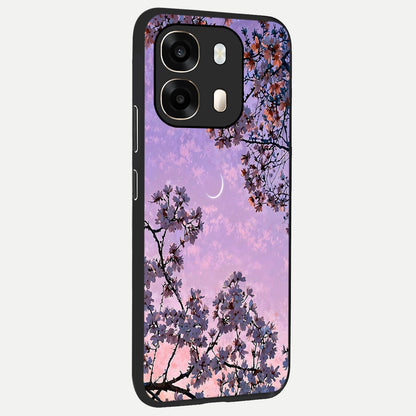  Purple Serenity Moon back cover For Oppo A6  slim fit glass case with vibrant aesthetic design