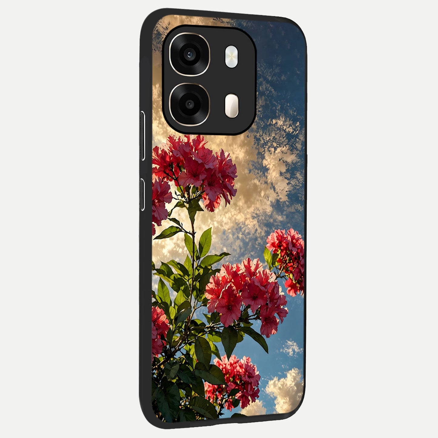  Red Bloom Skies back cover For Oppo A6  slim fit glass case with vibrant aesthetic design
