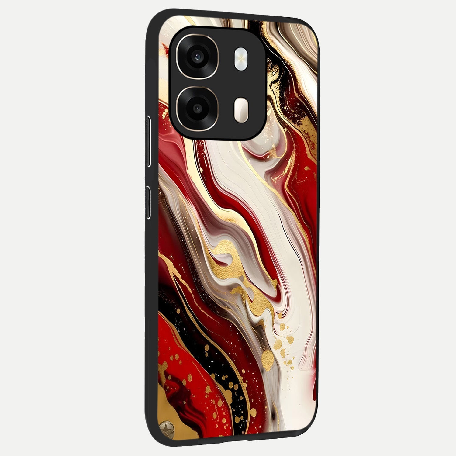  Red And White Marble back cover For Oppo A6  slim fit glass case with vibrant aesthetic design