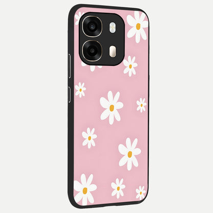  Soft Daisy Bliss back cover For Oppo A6  slim fit glass case with vibrant aesthetic design