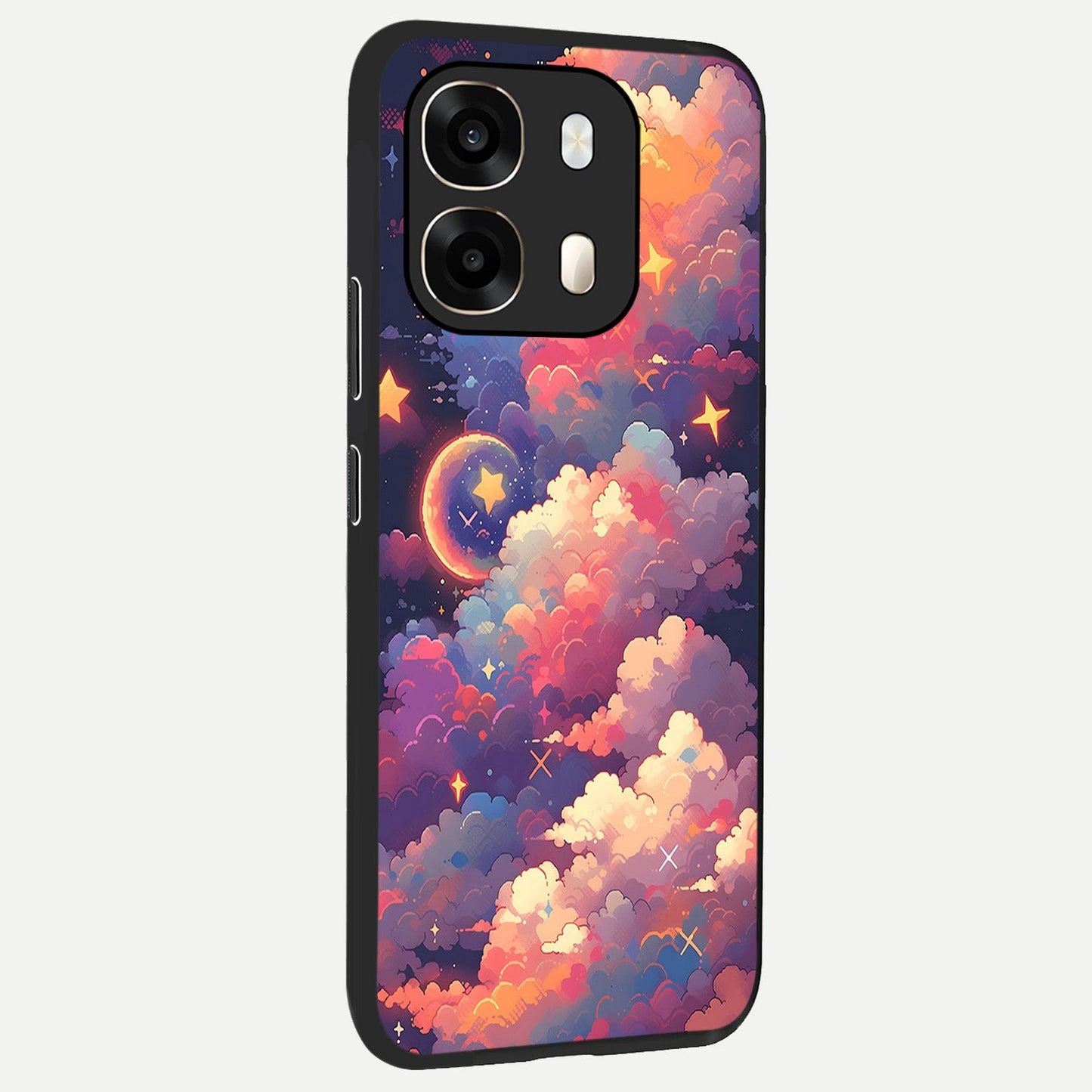  Starlit Dream Clouds back cover For Oppo A6  slim fit glass case with vibrant aesthetic design
