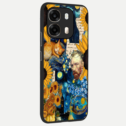  Sunflower Chic Mood Custom Name back cover For Oppo A6  slim fit glass case with vibrant aesthetic design