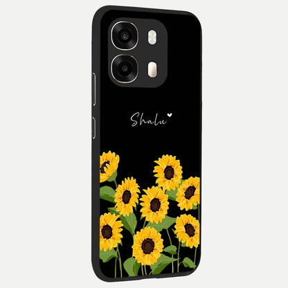  Sunflower Sky Bloom back cover For Oppo A6  slim fit glass case with vibrant aesthetic design