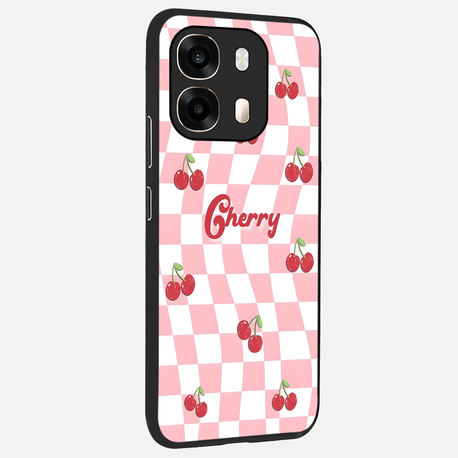  Sweet Cherry Vibes back cover For Oppo A6  slim fit glass case with vibrant aesthetic design