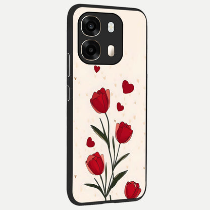  Tulip With Heart back cover For Oppo A6  slim fit glass case with vibrant aesthetic design