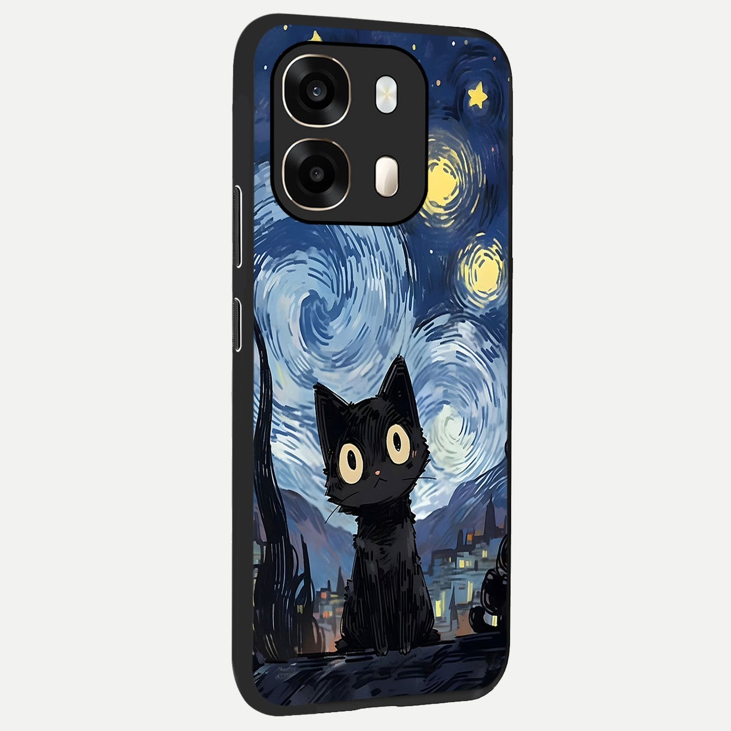  Van Gogh Cat back cover For Oppo A6  slim fit glass case with vibrant aesthetic design