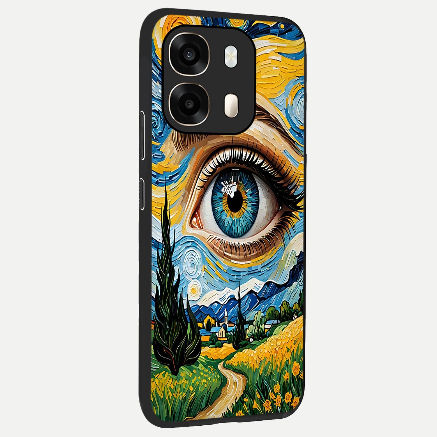  Van Gogh Eye back cover For Oppo A6  slim fit glass case with vibrant aesthetic design