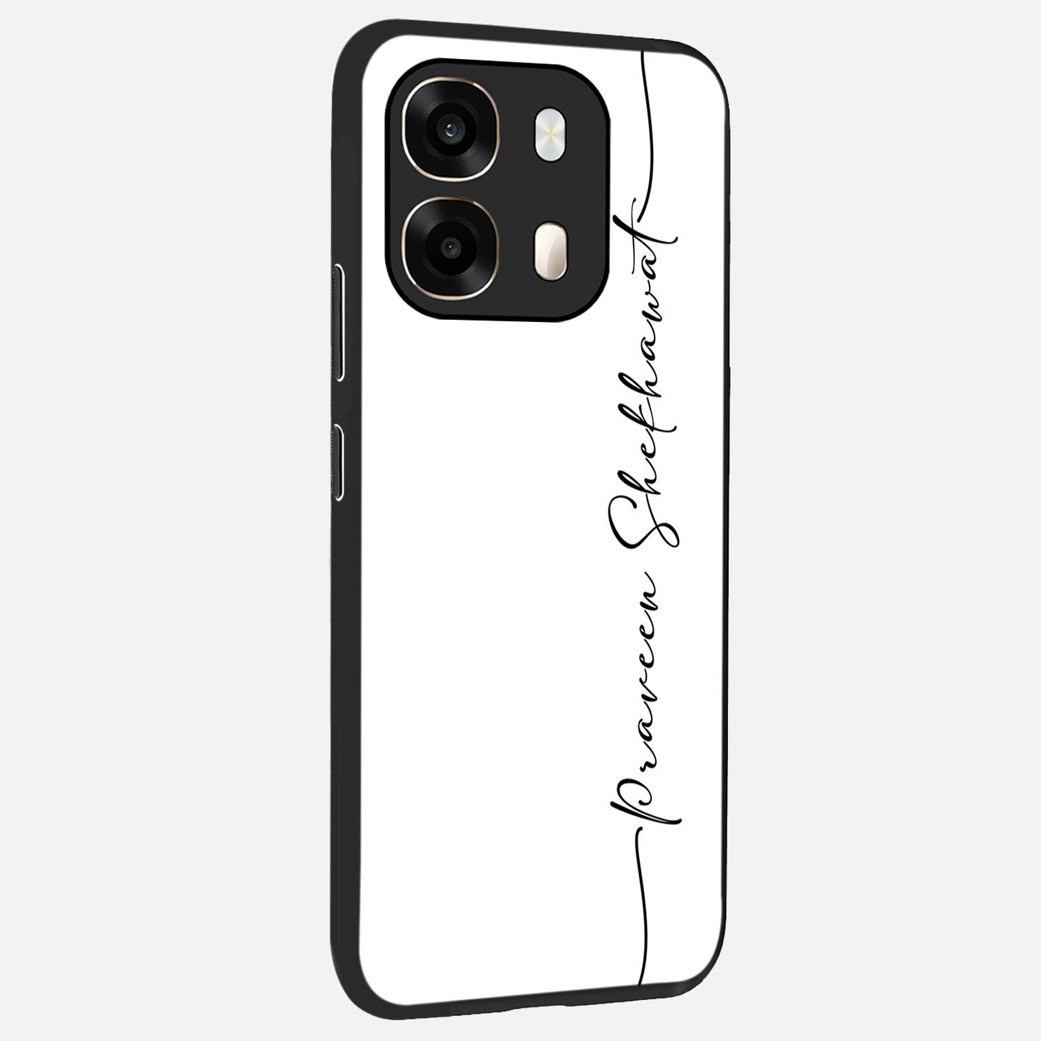  White Tune Custom Name back cover For Oppo A6  slim fit personalized glass case with aesthetic design
