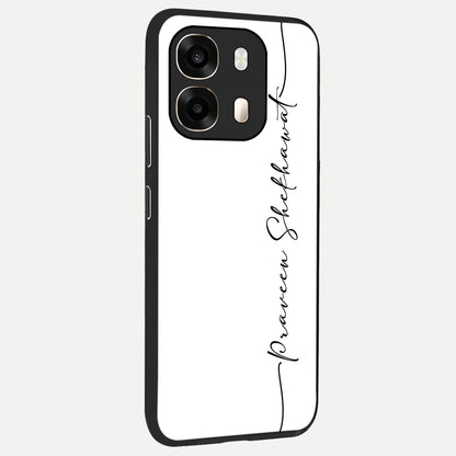  White Tune Custom Name back cover For Oppo A6  slim fit personalized glass case with aesthetic design
