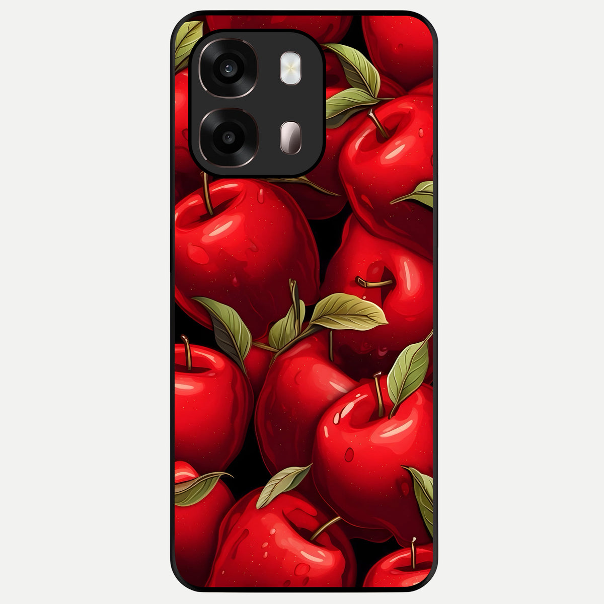  Apple Pattern Glass Case For Oppo A6 Pro 5G back cover – full design glossy printed glass finish