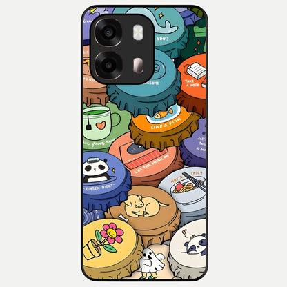  Coins Patterns Glass Case For Oppo A6 Pro 5G back cover – full design glossy printed glass finish