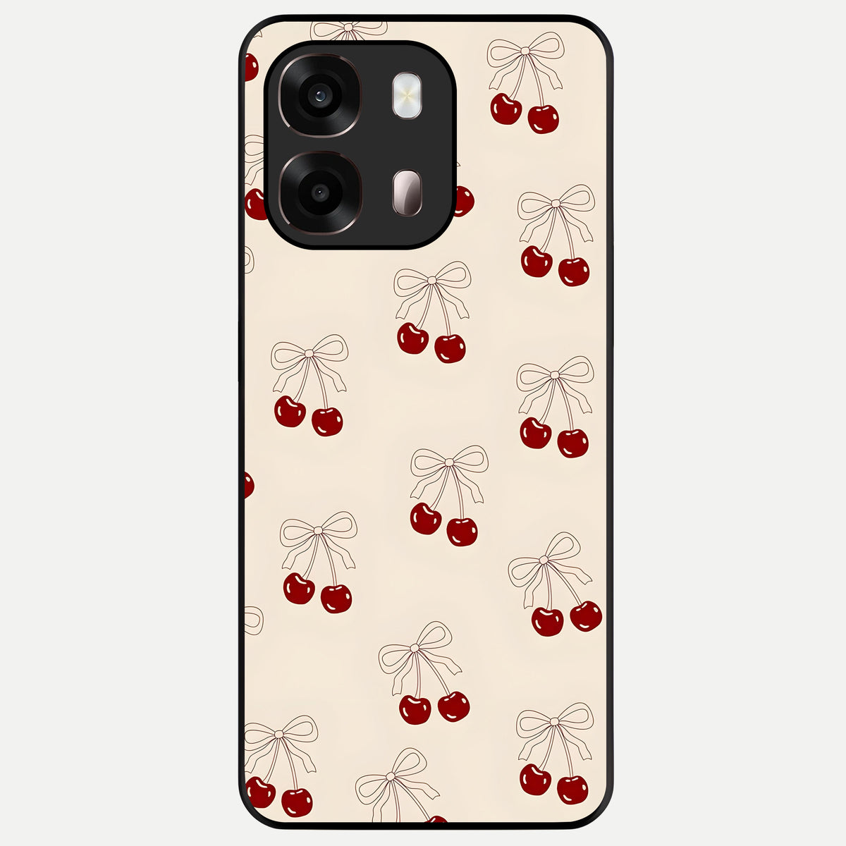  Cute Cherry Pattern Glass Case For Oppo A6 Pro 5G back cover – full design glossy printed glass finish