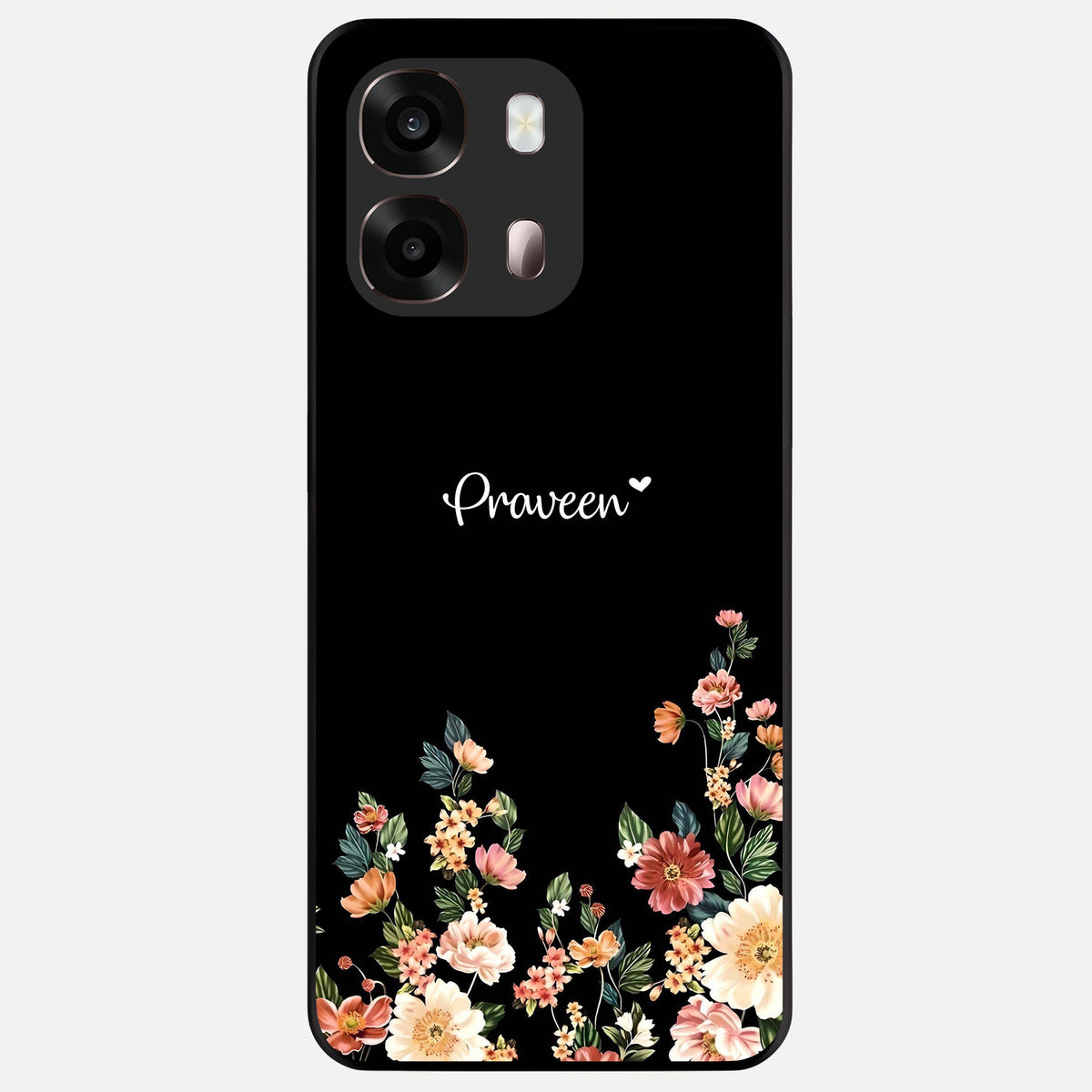  Floral Design Personalized Custom Name Glass Case For Oppo A6 Pro 5G back cover – full design glossy printed glass finish