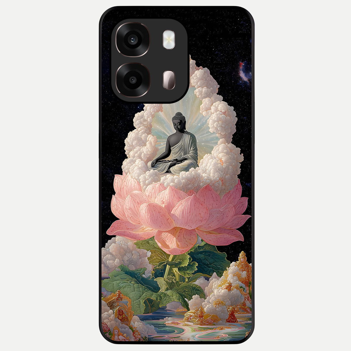  Lotus Divine Peace Glass Case For Oppo A6 Pro 5G back cover – full design glossy printed glass finish