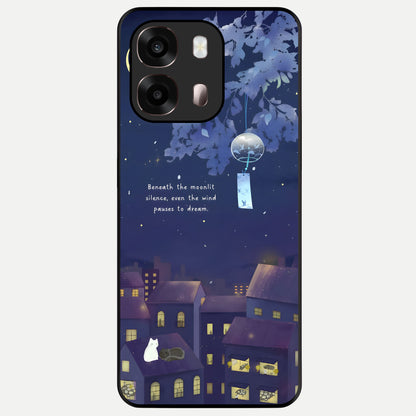  Moonlit Cat Silence Glass Case For Oppo A6 Pro 5G back cover – full design glossy printed glass finish