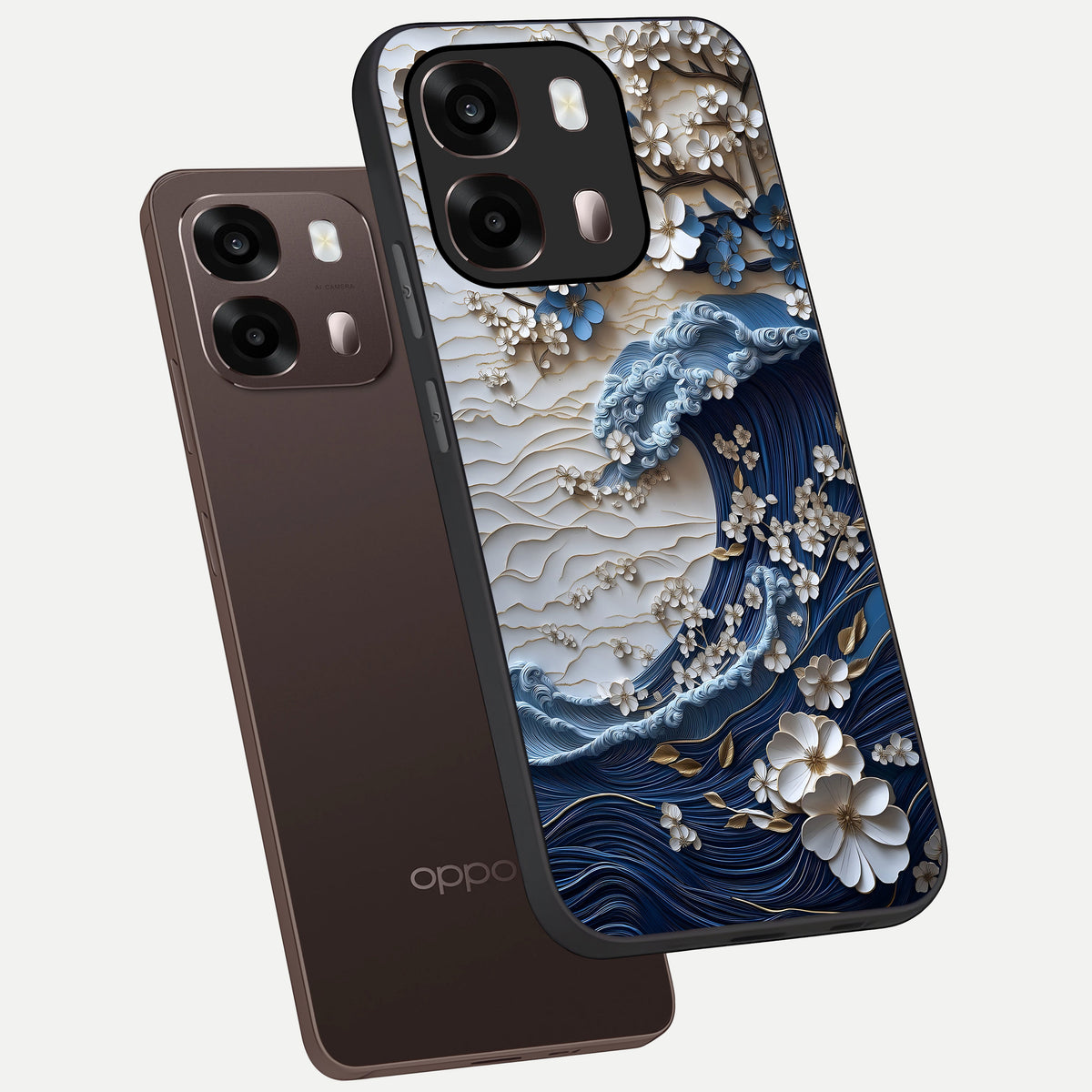  Blossom Wave Art phone case For Oppo A6 Pro 5G showing premium glass back cover with detailed artwork
