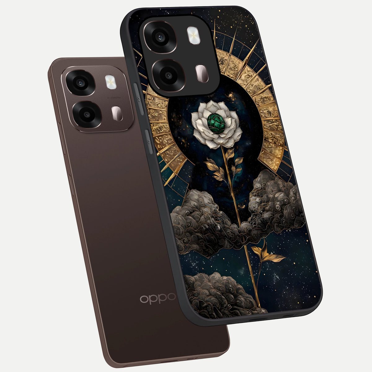  Celestial Lotus Morang phone case For Oppo A6 Pro 5G showing premium glass back cover with detailed artwork