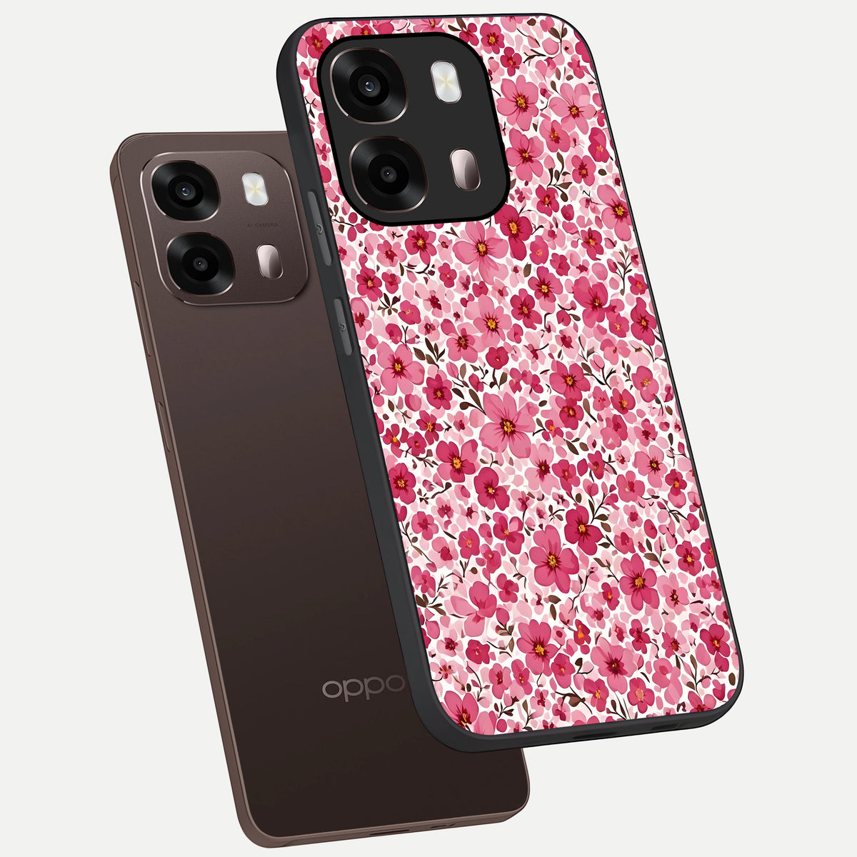  Cherry Blossom Charm phone case For Oppo A6 Pro 5G showing premium glass back cover with detailed artwork