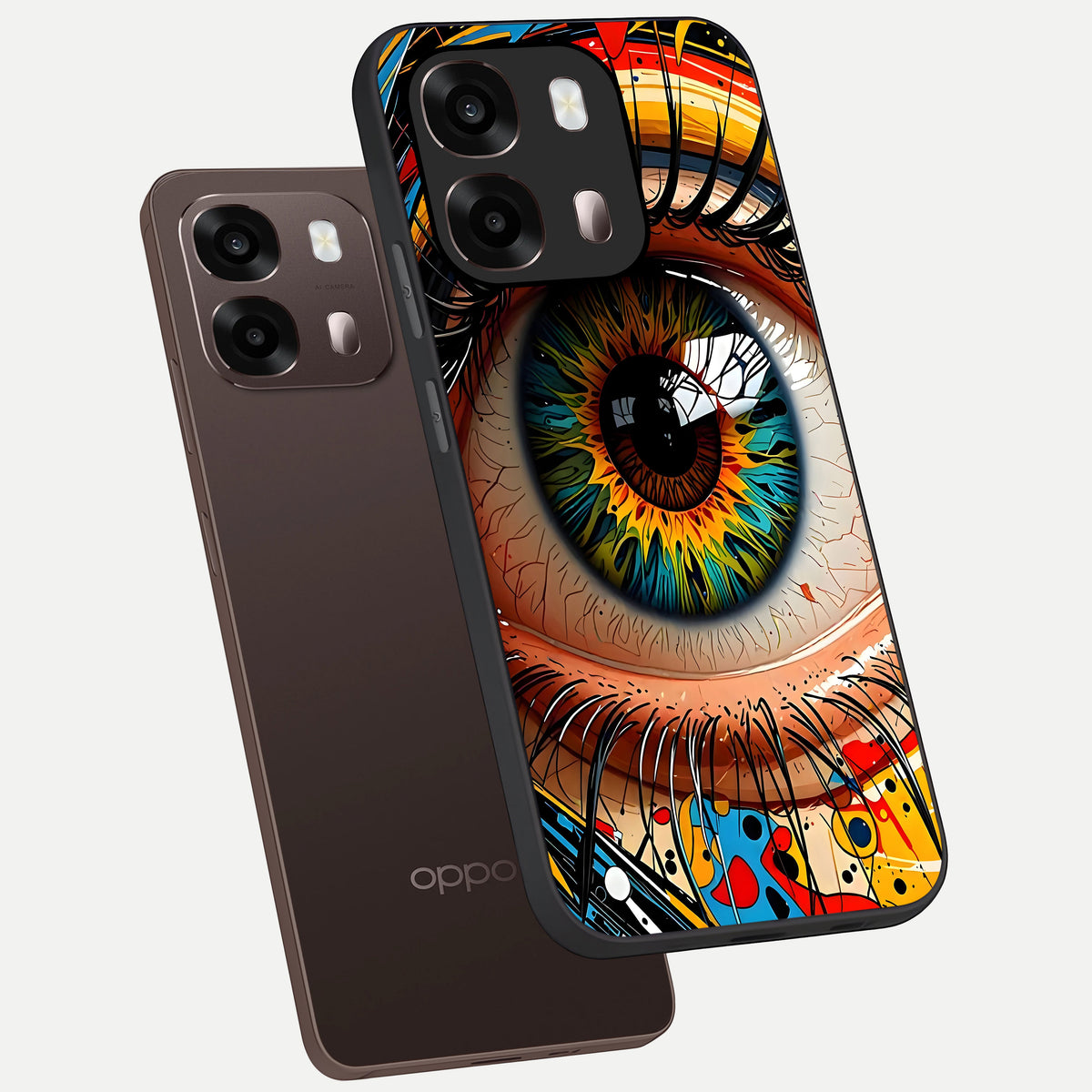  Colorful Eye phone case For Oppo A6 Pro 5G showing premium glass back cover with detailed artwork
