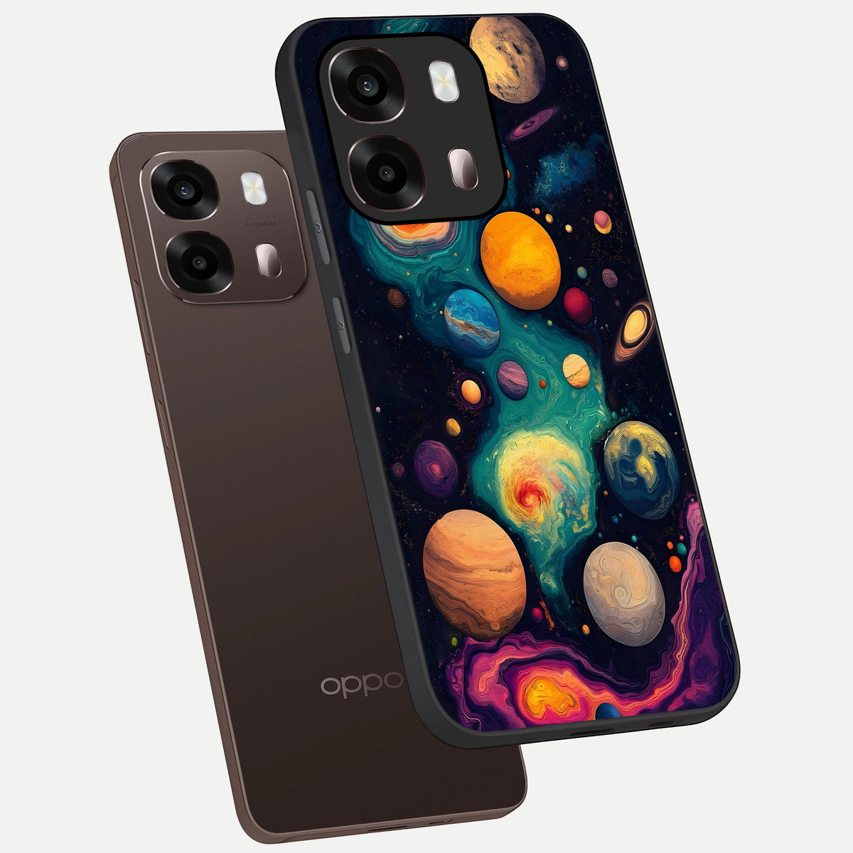  Cosmic Planet Journey phone case For Oppo A6 Pro 5G showing premium glass back cover with detailed artwork