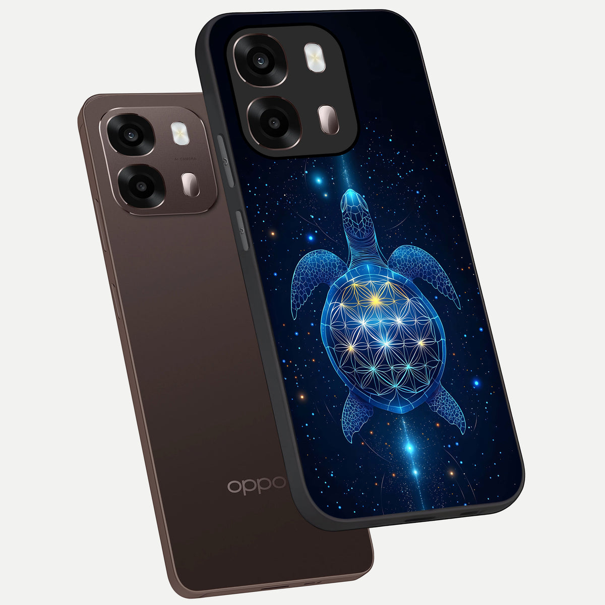  Crimson Blue Turtle phone case For Oppo A6 Pro 5G showing premium glass back cover with detailed artwork