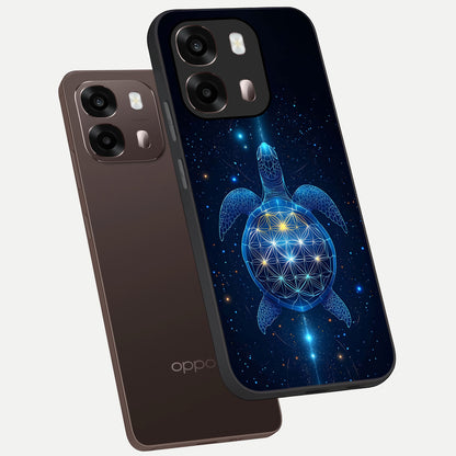  Crimson Blue Turtle phone case For Oppo A6 Pro 5G showing premium glass back cover with detailed artwork