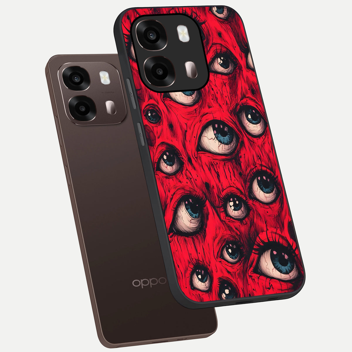  Crimson Watch Eyes phone case For Oppo A6 Pro 5G showing premium glass back cover with detailed artwork