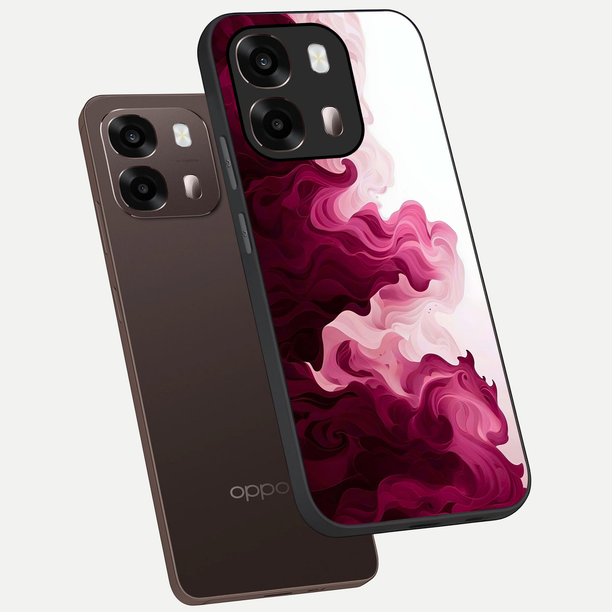  Crimson Wave Flow phone case For Oppo A6 Pro 5G showing premium glass back cover with detailed artwork