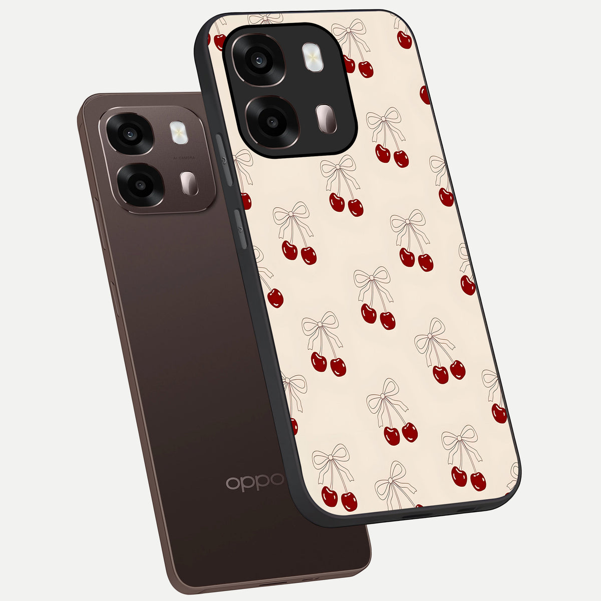  Cute Cherry Pattern phone case For Oppo A6 Pro 5G showing premium glass back cover with detailed artwork
