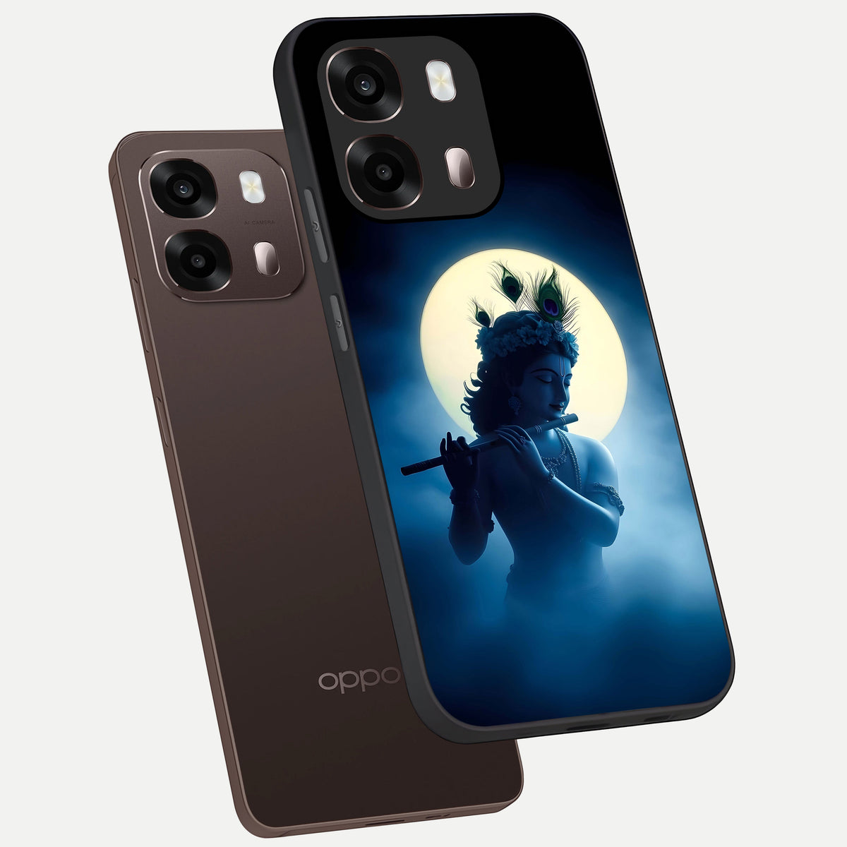  Divine Moon Flute phone case For Oppo A6 Pro 5G showing premium glass back cover with detailed artwork