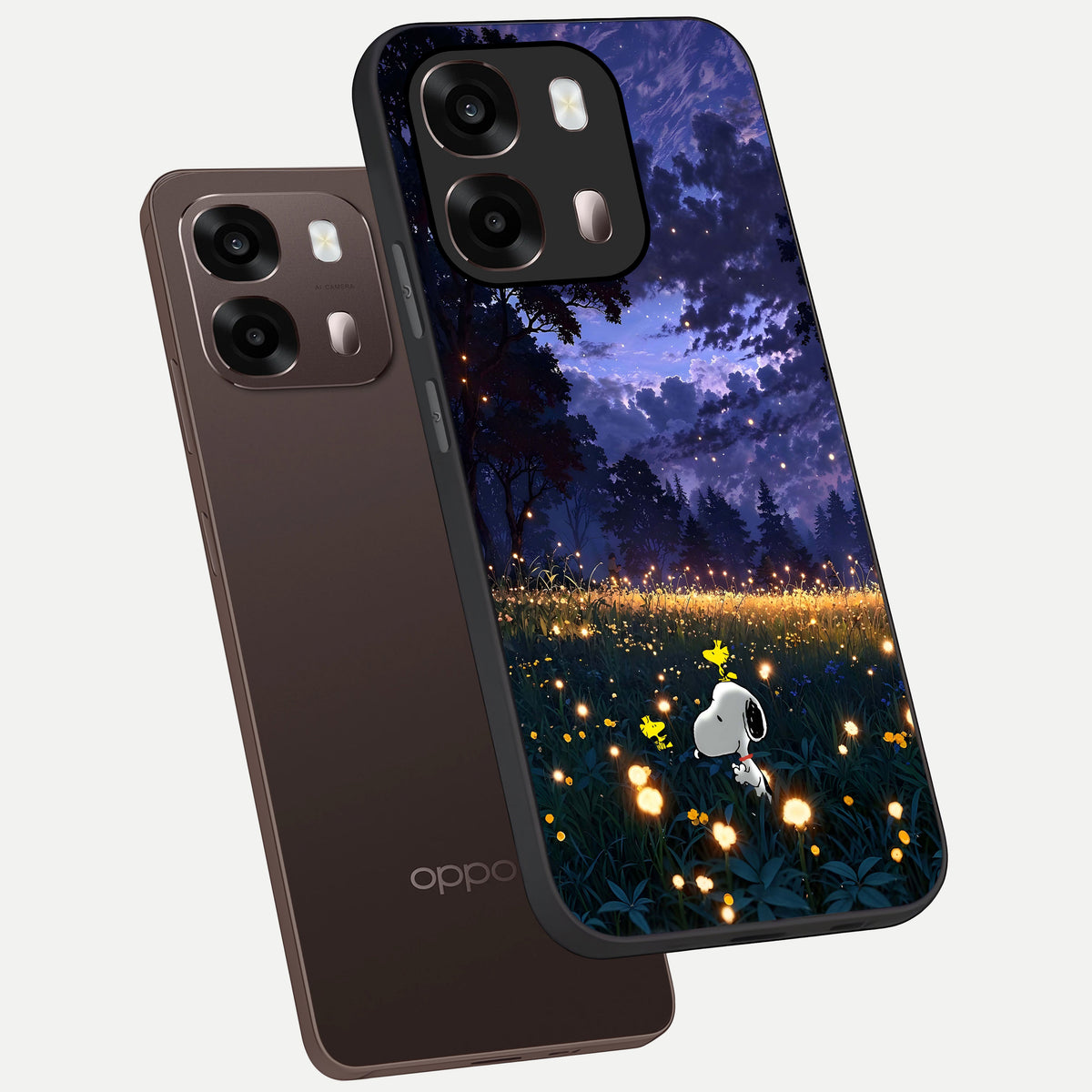  Firefly Meadow Magic phone case For Oppo A6 Pro 5G showing premium glass back cover with detailed artwork