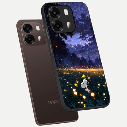  Firefly Meadow Magic phone case For Oppo A6 Pro 5G showing premium glass back cover with detailed artwork