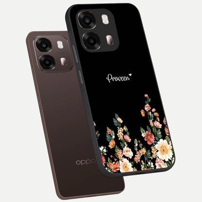  Floral Design Personalized Custom Name phone case For Oppo A6 Pro 5G showing premium glass back cover with detailed artwork