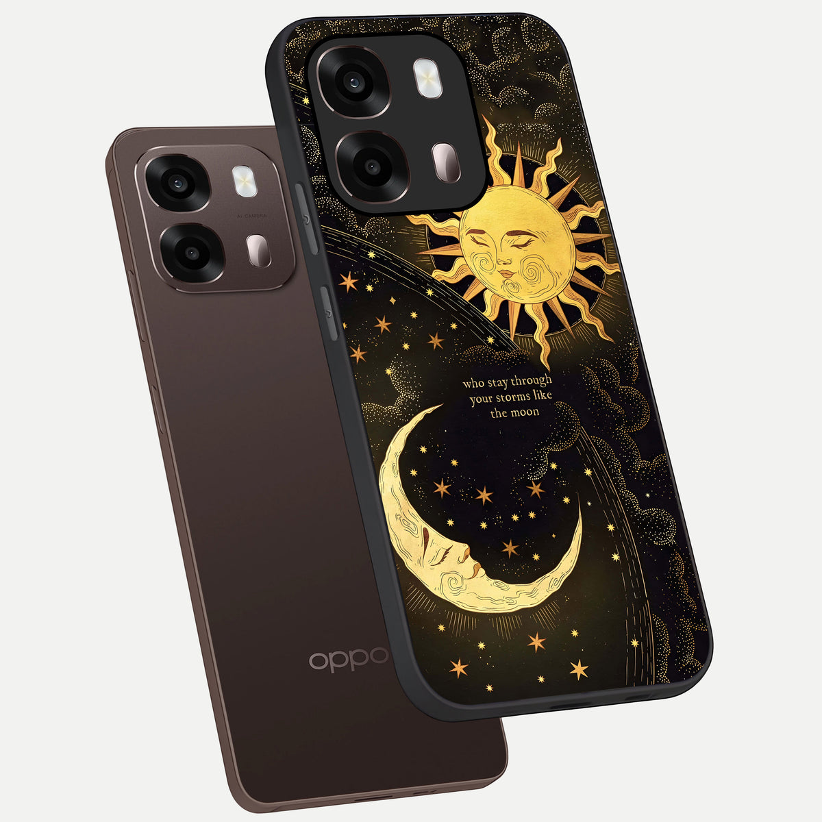  Golden Lunar Love phone case For Oppo A6 Pro 5G showing premium glass back cover with detailed artwork