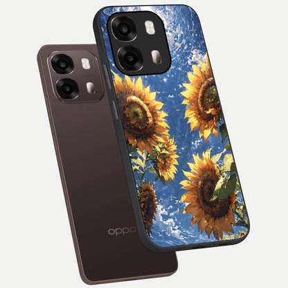  Heavenly Sunflower Rise phone case For Oppo A6 Pro 5G showing premium glass back cover with detailed artwork