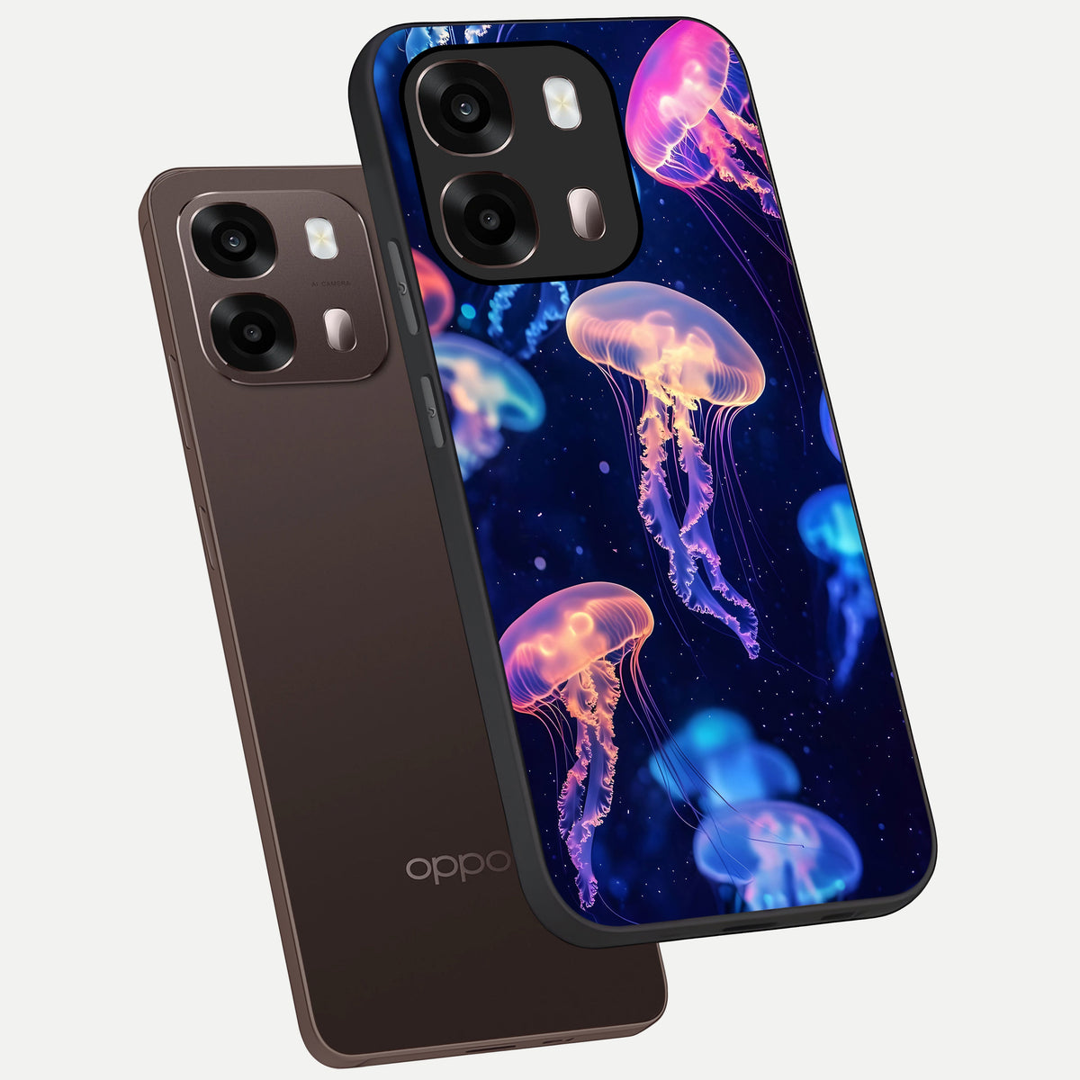  Jellyfish Pattern phone case For Oppo A6 Pro 5G showing premium glass back cover with detailed artwork