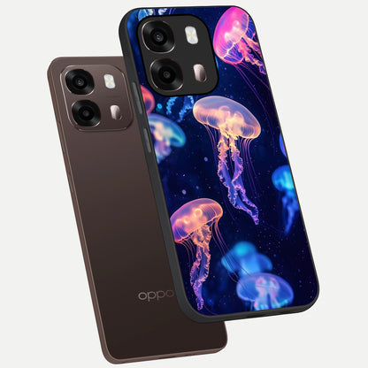  Jellyfish Pattern phone case For Oppo A6 Pro 5G showing premium glass back cover with detailed artwork
