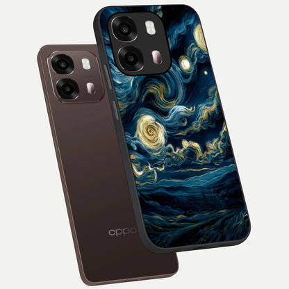  Midnight Sky Whirl phone case For Oppo A6 Pro 5G showing premium glass back cover with detailed artwork