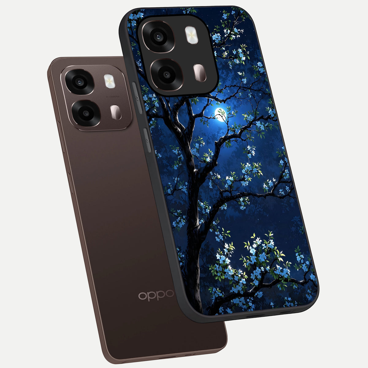 Mystic Floral Night phone case For Oppo A6 Pro 5G showing premium glass back cover with detailed artwork