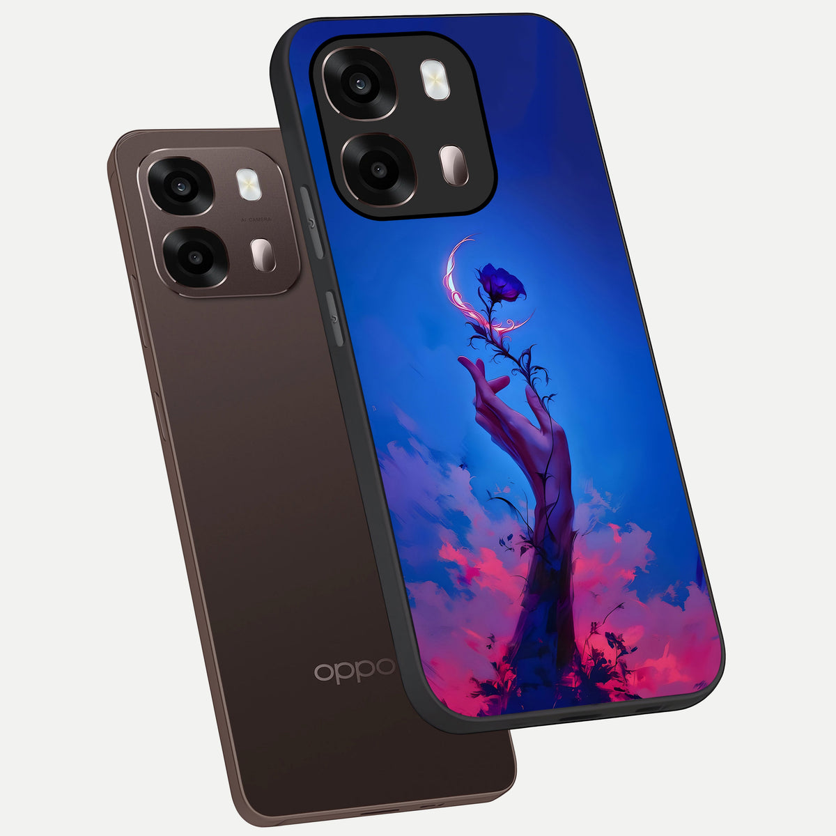  Mystic Hand phone case For Oppo A6 Pro 5G showing premium glass back cover with detailed artwork