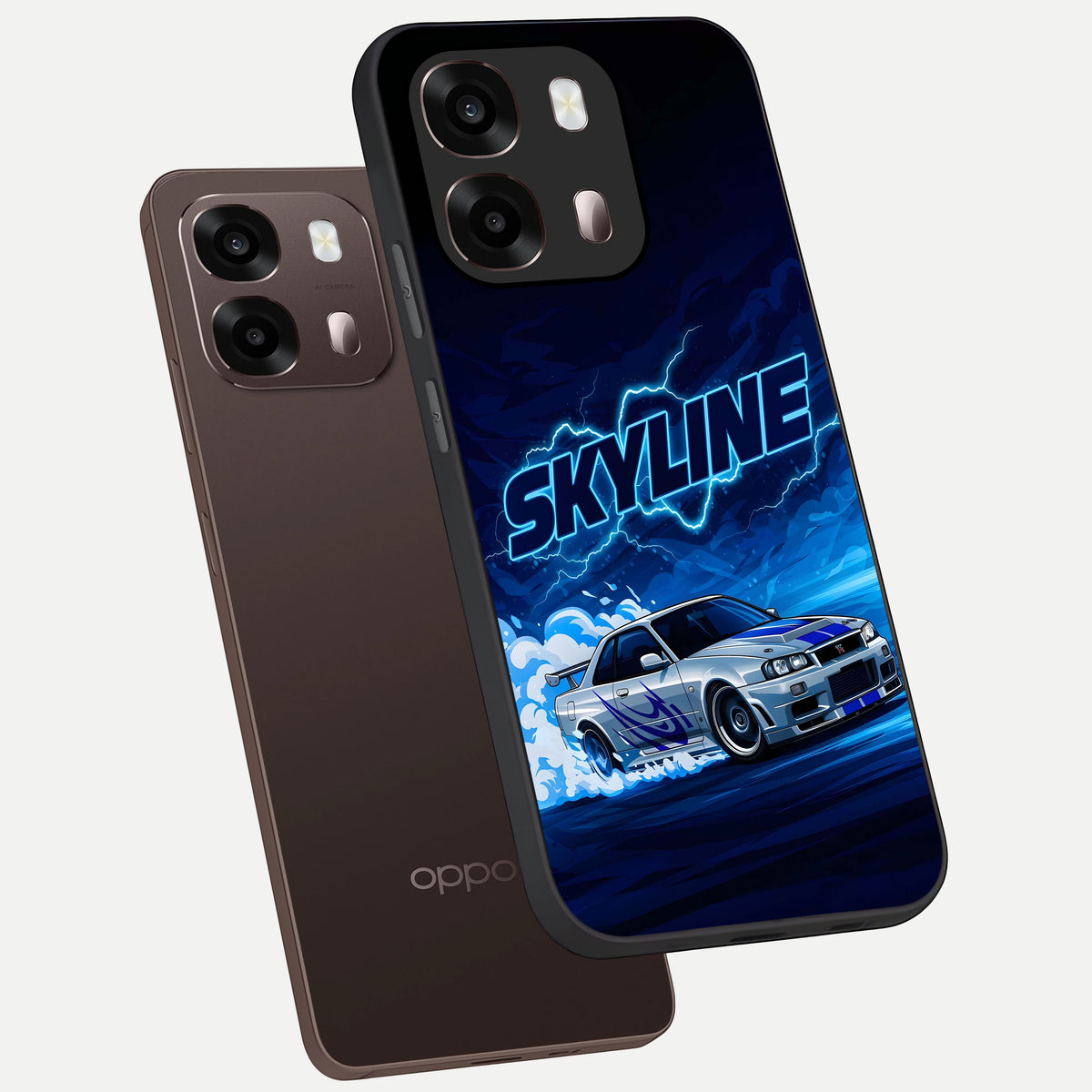  Neon Drift Beast phone case For Oppo A6 Pro 5G showing premium glass back cover with detailed artwork