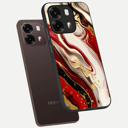  Red And White Marble phone case For Oppo A6 Pro 5G showing premium glass back cover with detailed artwork
