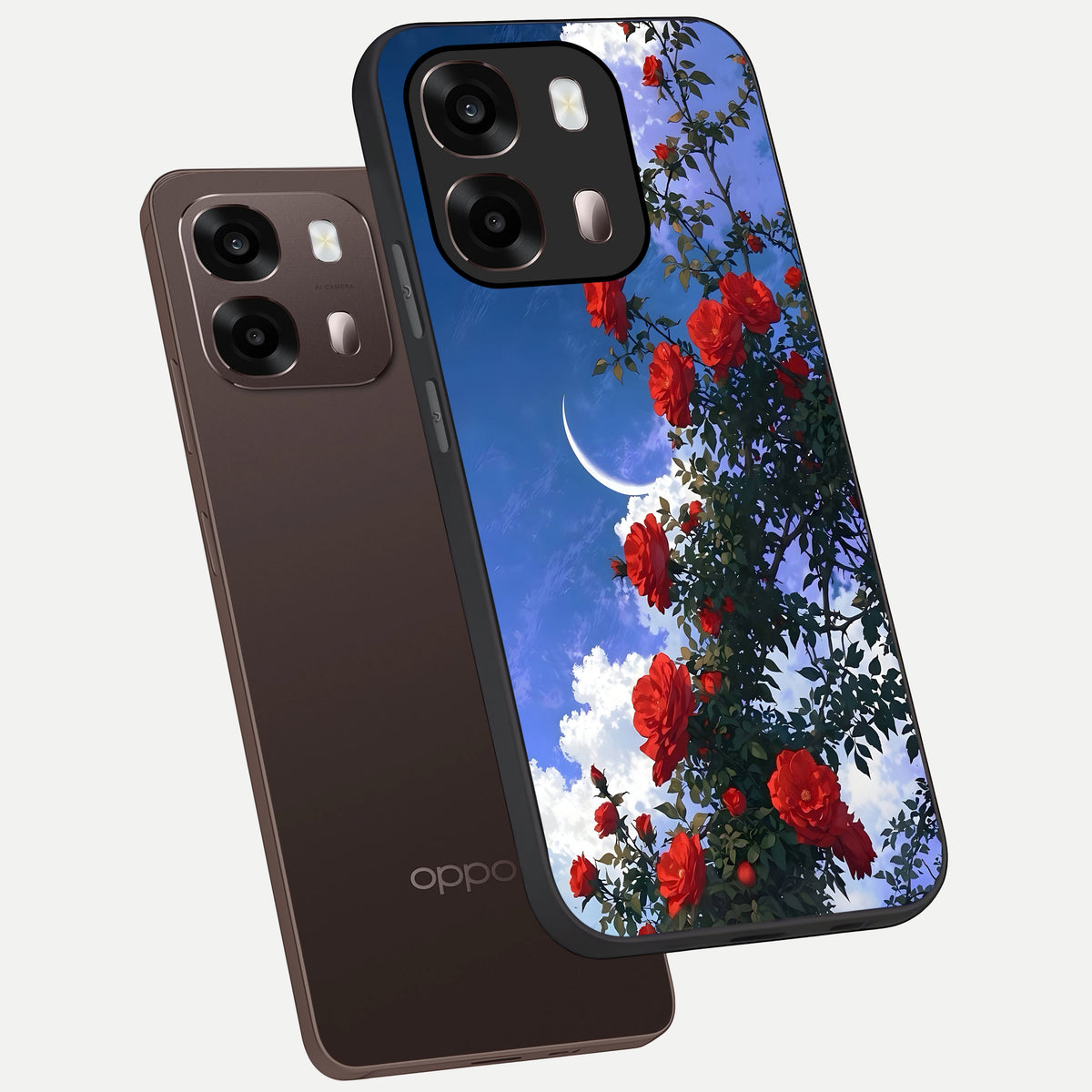  Rose Drift Flowers phone case For Oppo A6 Pro 5G showing premium glass back cover with detailed artwork