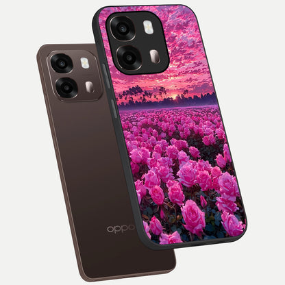  Rose Sunset Valley phone case For Oppo A6 Pro 5G showing premium glass back cover with detailed artwork