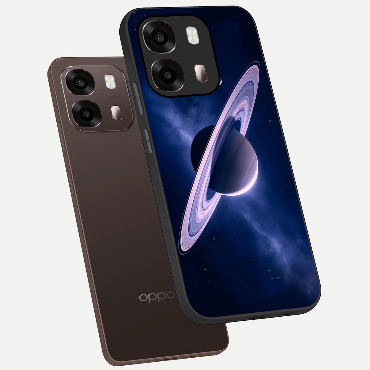  Saturn Ring Mystique phone case For Oppo A6 Pro 5G showing premium glass back cover with detailed artwork