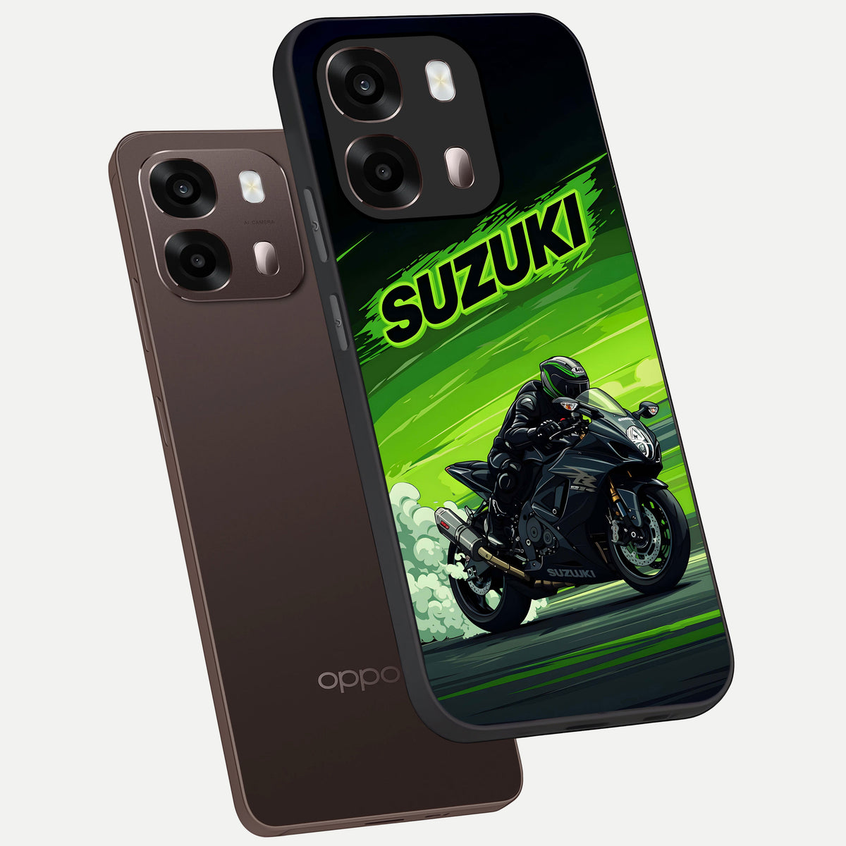  Suzuki Speed Beast phone case For Oppo A6 Pro 5G showing premium glass back cover with detailed artwork